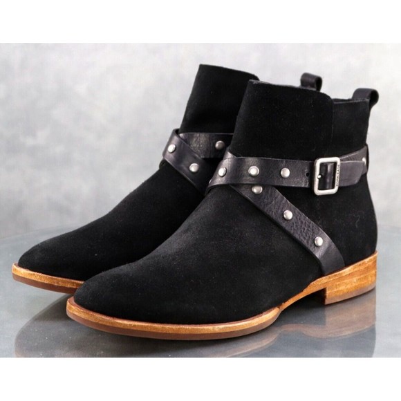 Kork Ease Women's Side Zip Booties Boots Size 6 Nubuck Leather Black - Picture 1 of 13